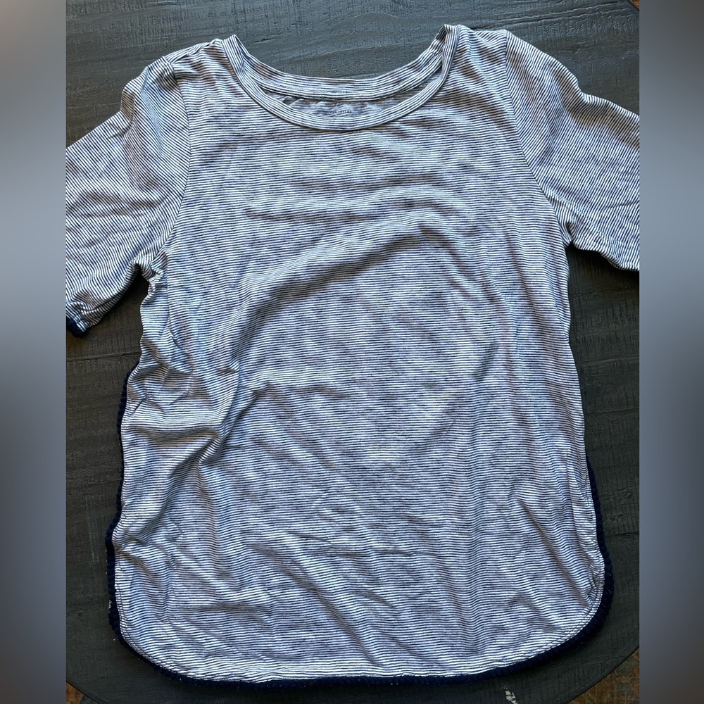 LOFT navy blue stripped t-shirt with bauble boarder